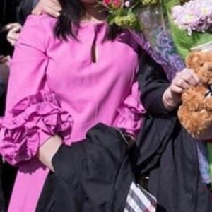 SIZE 10 PINK RUFFLE SLEEVE DRESS